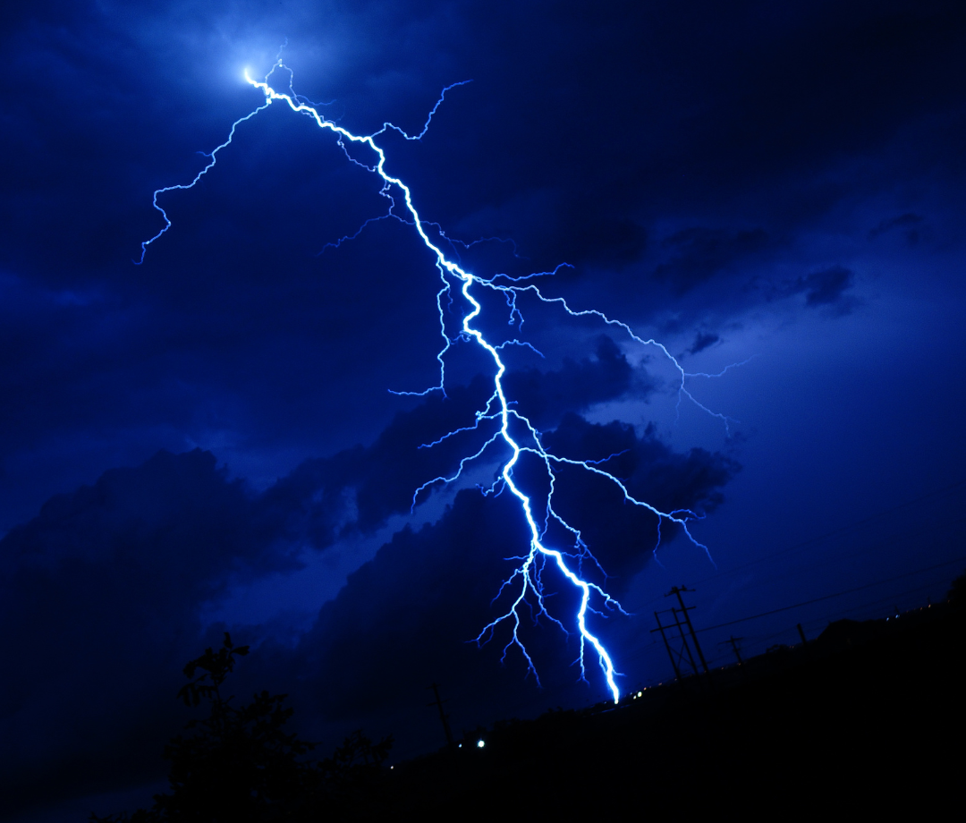 Lightning during a thunderstorm